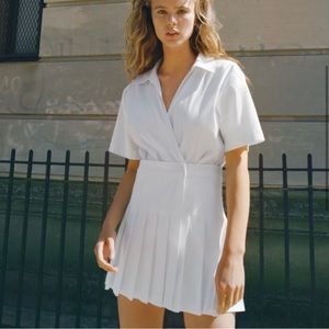 ZARA Box Pleat Jumpsuit Dress (White, Large)